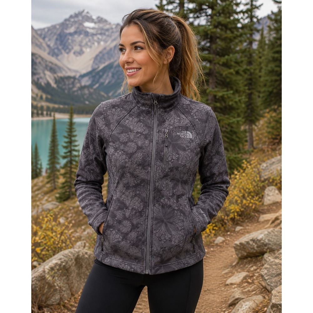 The North Face Apex Bionic Jacket Women S Gray Floral Softshell Fleece Lined